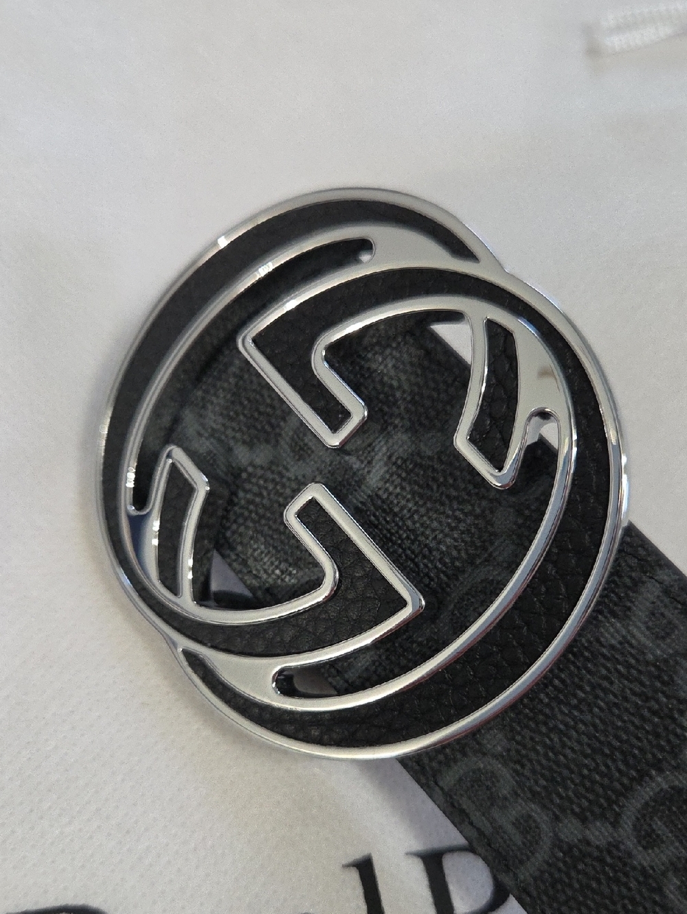 Gucci Reversible Black Leather Monogram Belt GG 95cm - Picture 13 of 16